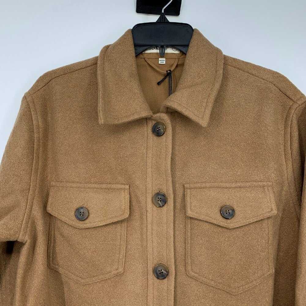 BlankNYC Shacket Lets Get Lost Button Down Brown … - image 3